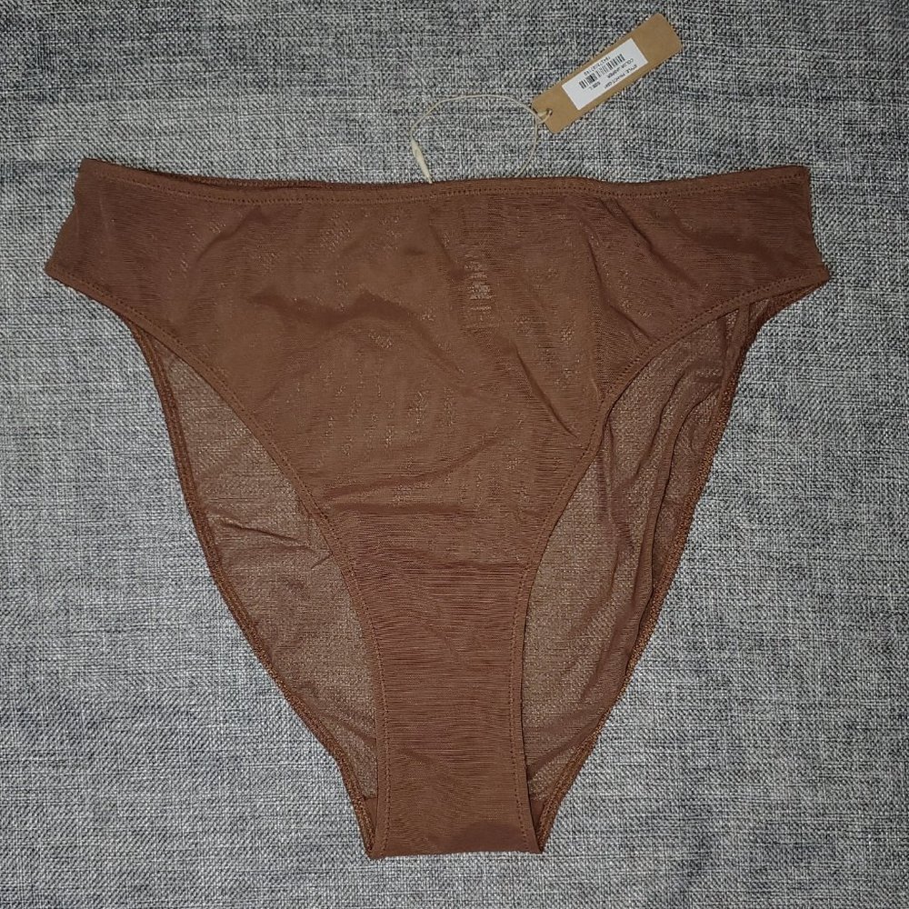 NWT SKIMS LARGE Ultra Fine Mesh Bikini Brief JASPER